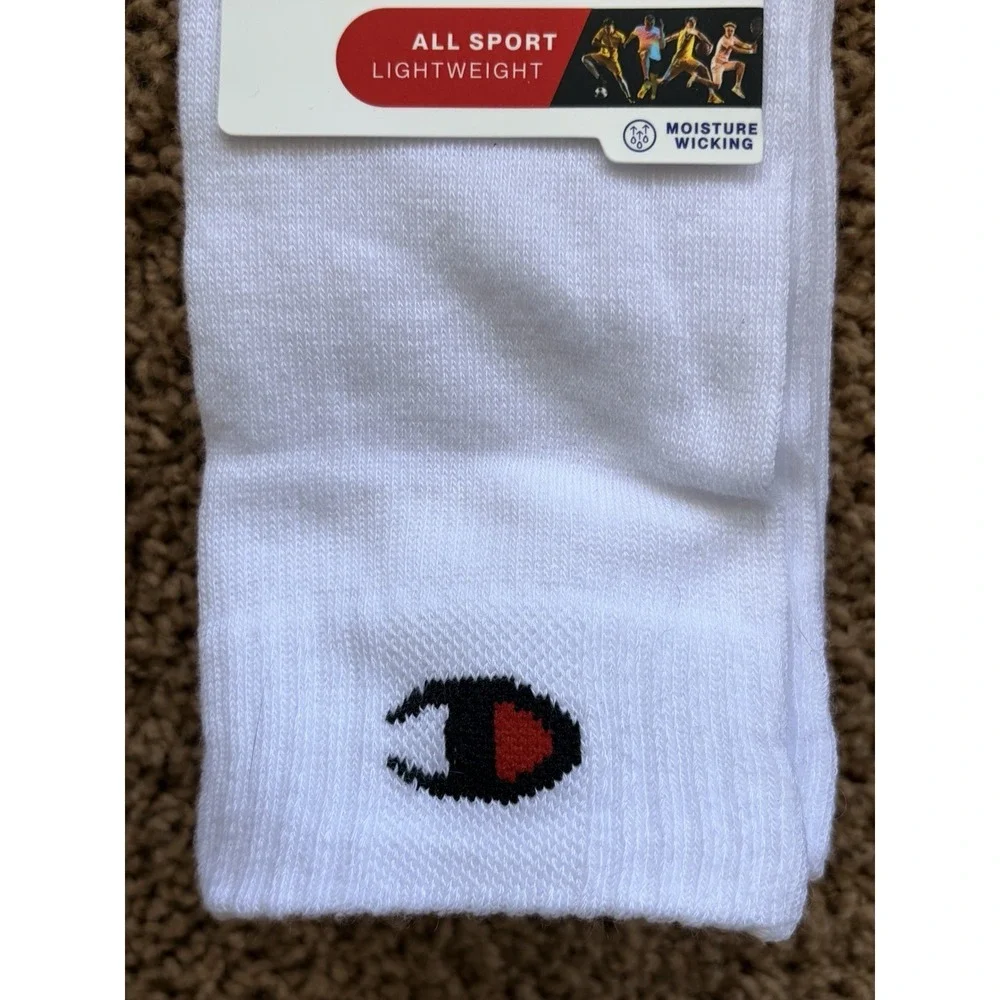 Champion White Lightweight Moisture Wicking Over the Calf Socks NEW - 2 Pack NWT